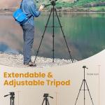 Upgraded Vlogging Kit w/Wireless Lavalier Microphone,YouTube Kit for iPhone and Smartphone w/59” Retractable Tripod,Automatic Switch Phone Clamp,Content Creator Gear for TikTok(Vlog K5)